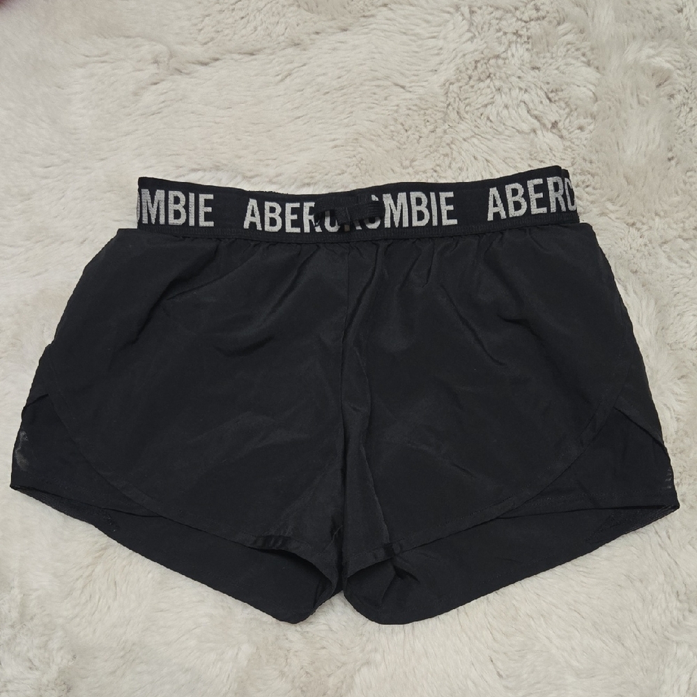 Abercrombie Kids Black Shorts with Logo Waistband